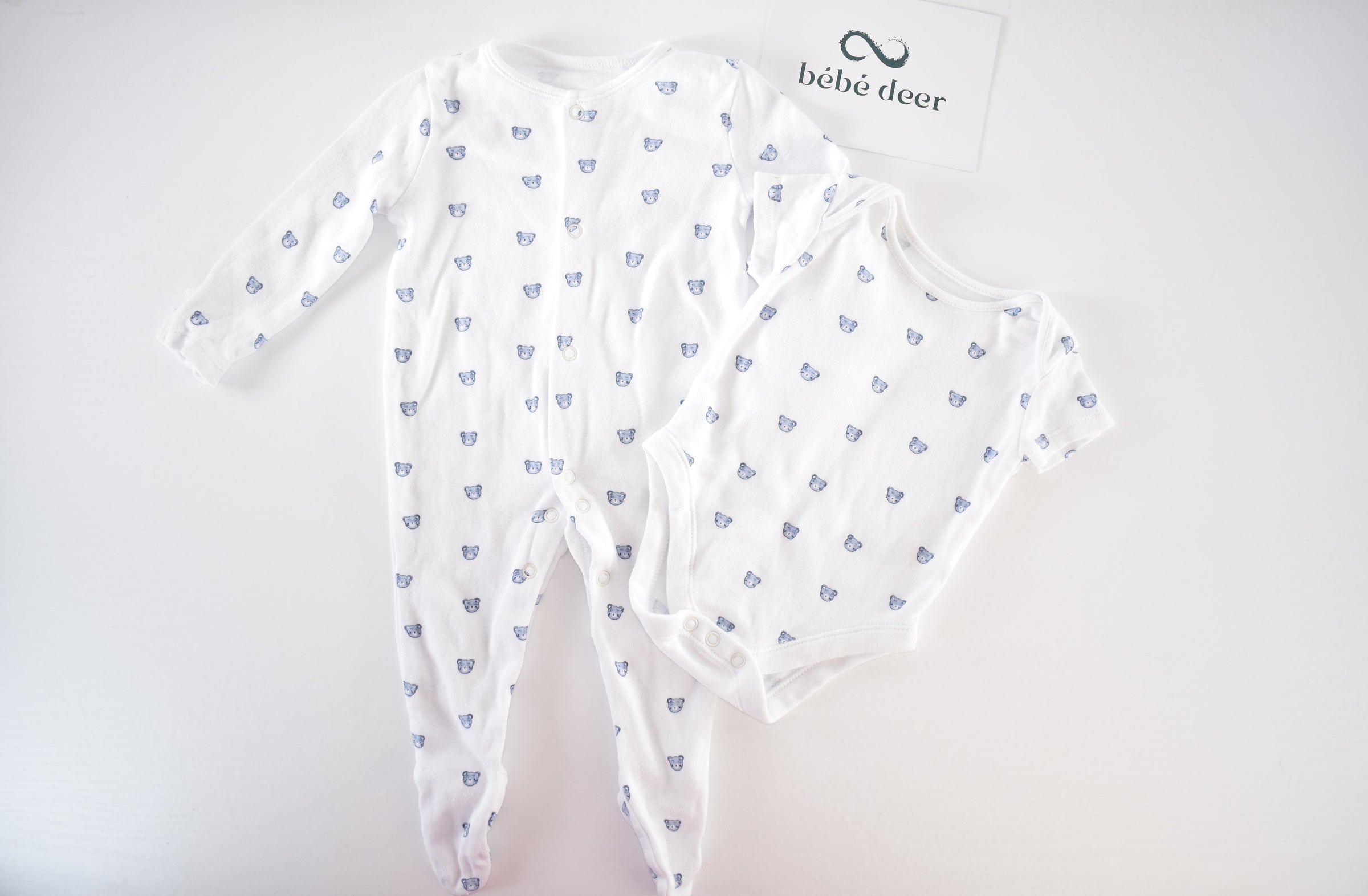 Blue bear bodysuit and sleepsuit set
