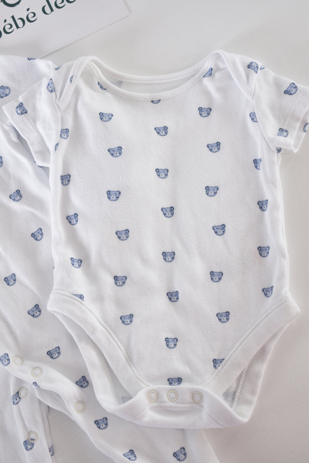Blue bear bodysuit and sleepsuit set