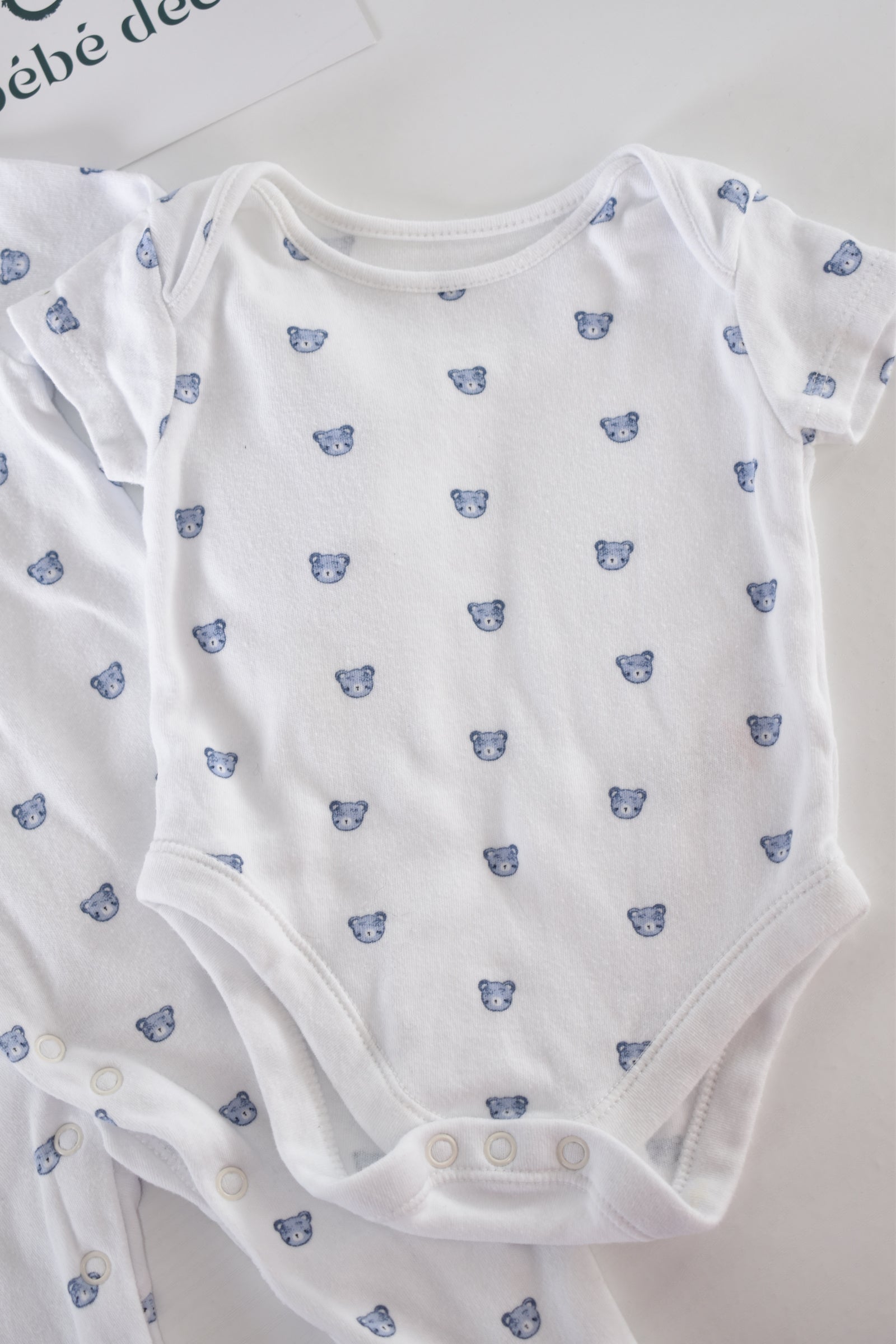 Blue bear bodysuit and sleepsuit set