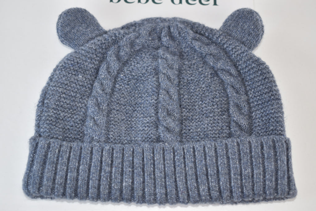 Grey bear ears knitted hat