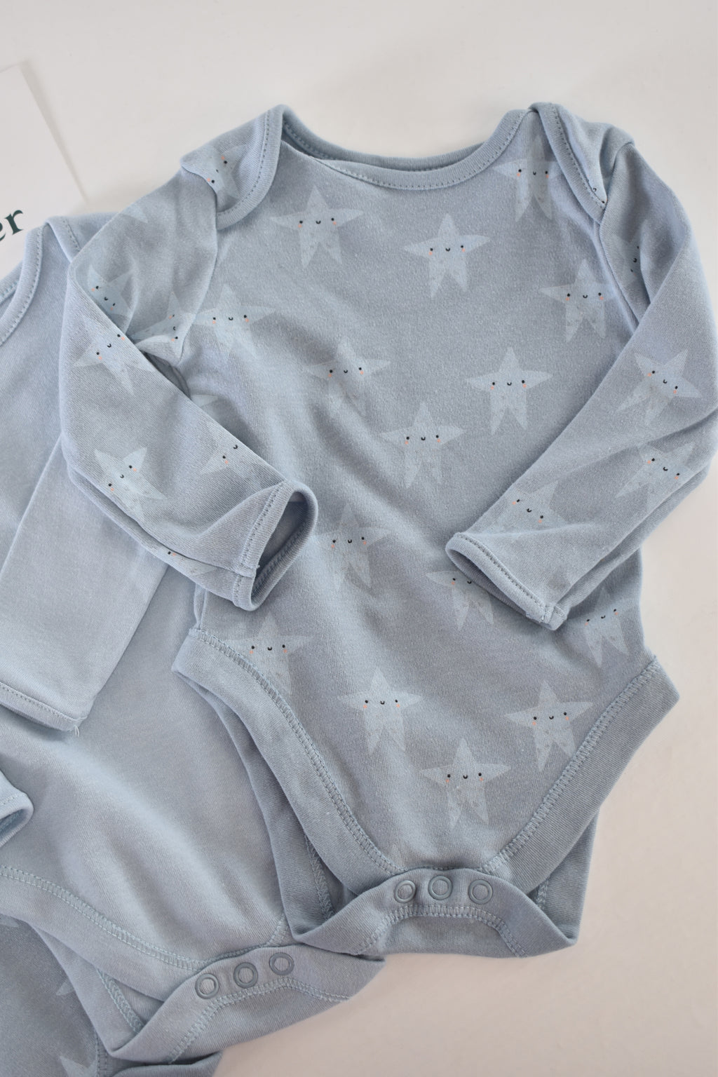 Blue 3-pack long-sleeved bodysuits