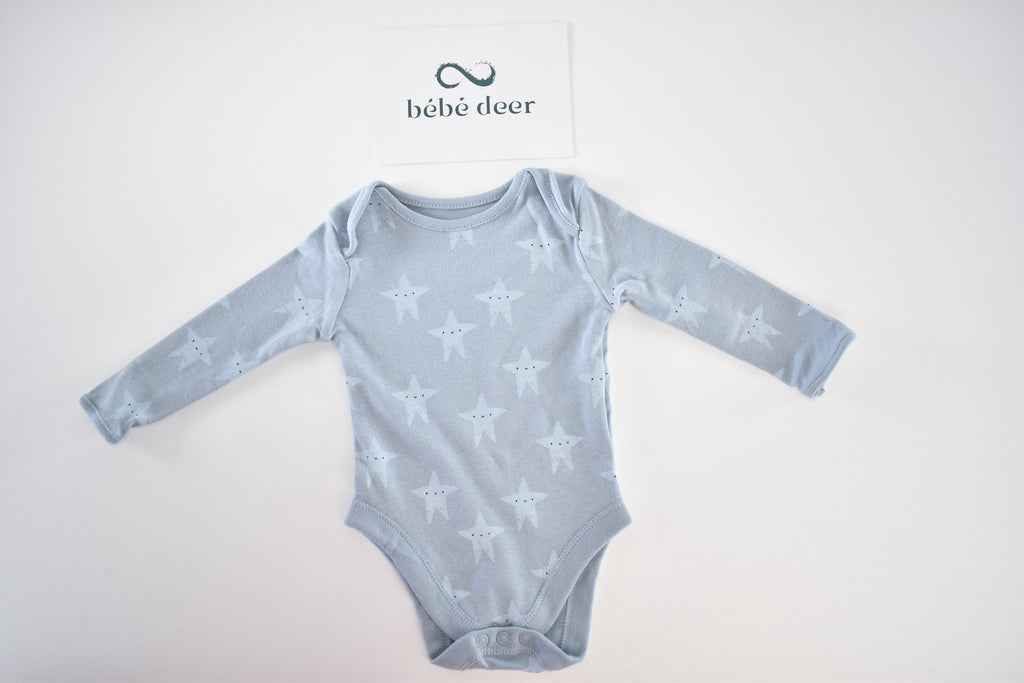 Blue 3-pack long-sleeved bodysuits