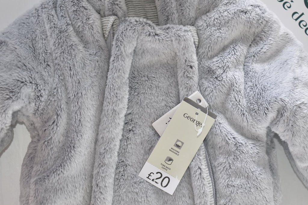 Grey pramsuit with bear ears – New with tags