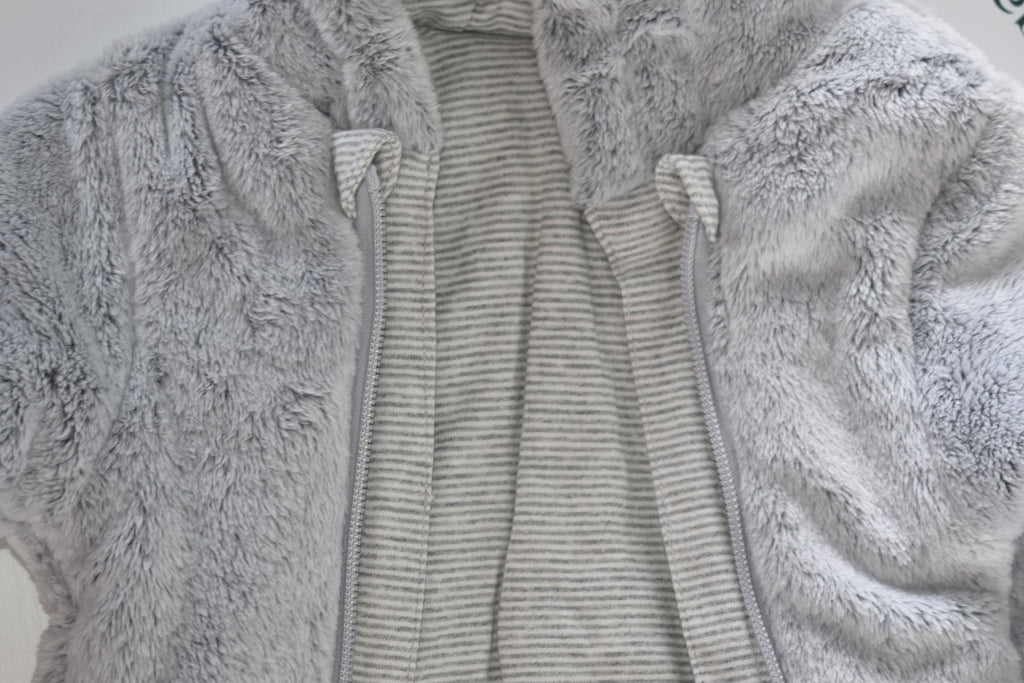 Grey pramsuit with bear ears – New with tags