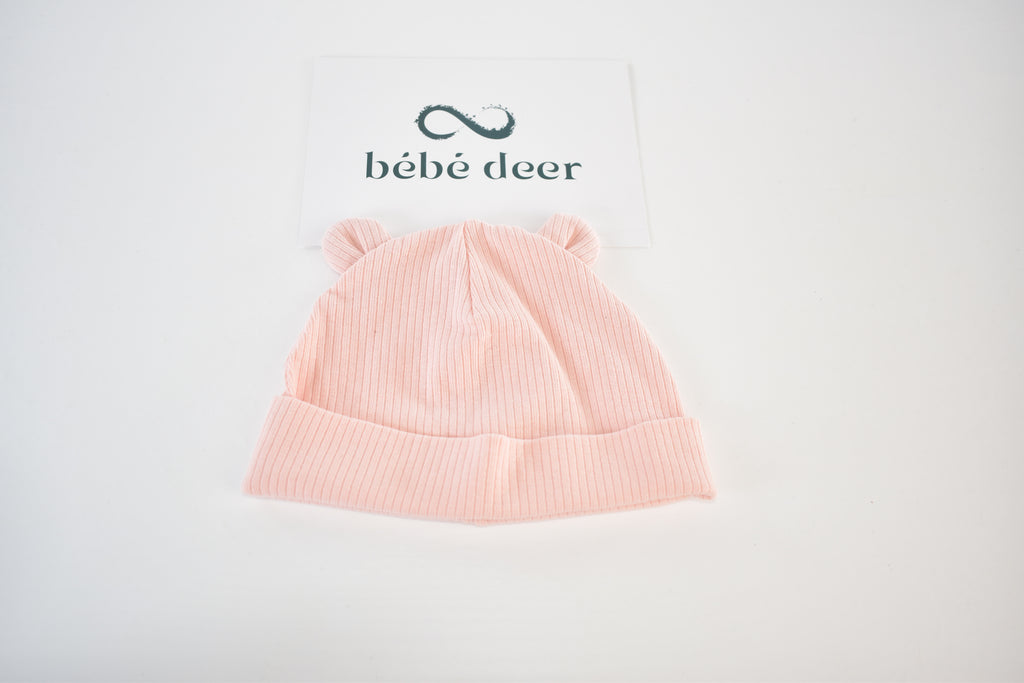 Pink bear hat – 0–3 months