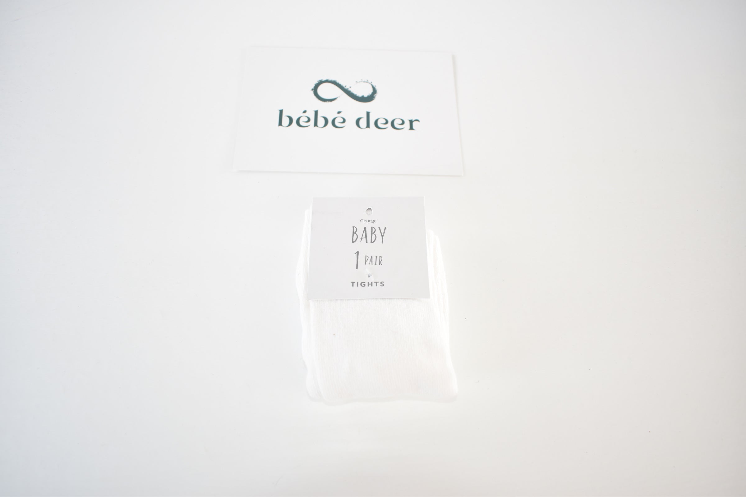 White baby tights – 3–6 months - New with tag