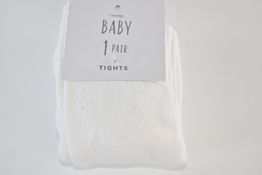 White baby tights – 3–6 months - New with tag
