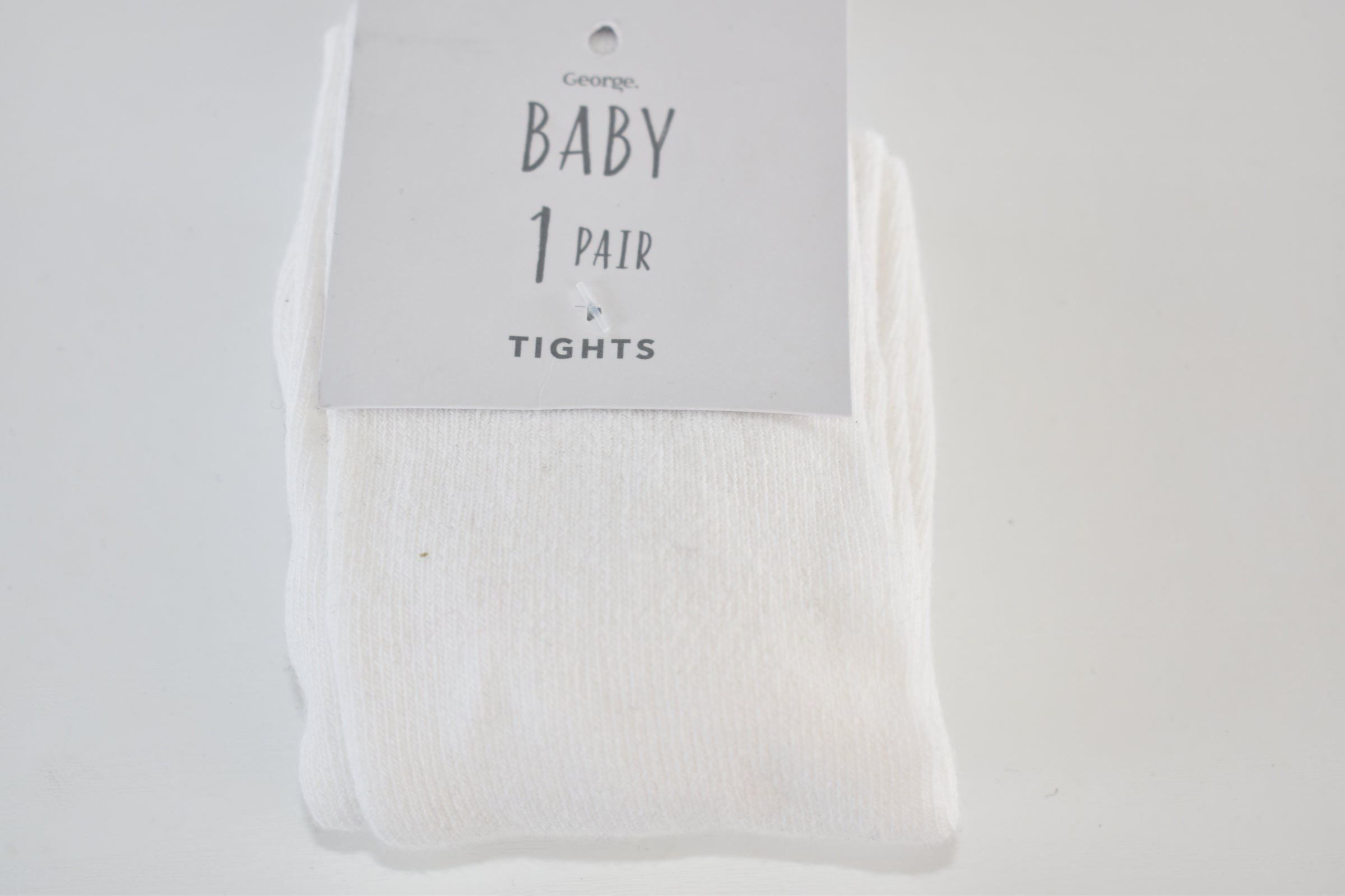 White baby tights – 3–6 months - New with tag