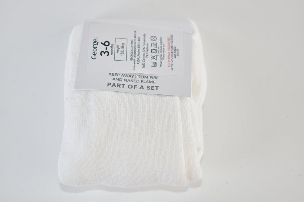 White baby tights – 3–6 months - New with tag