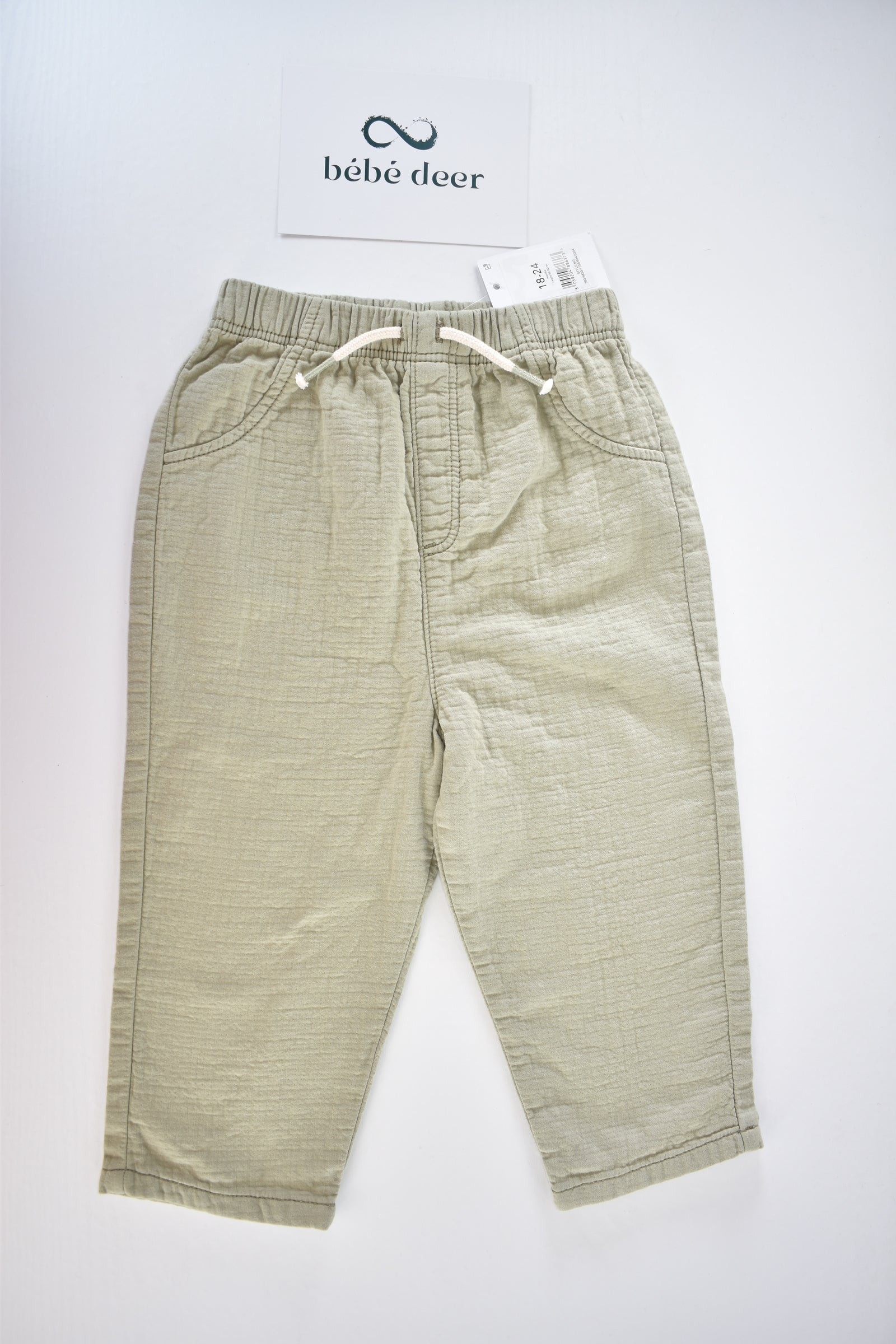 Sage green muslin cotton trousers – new with tag