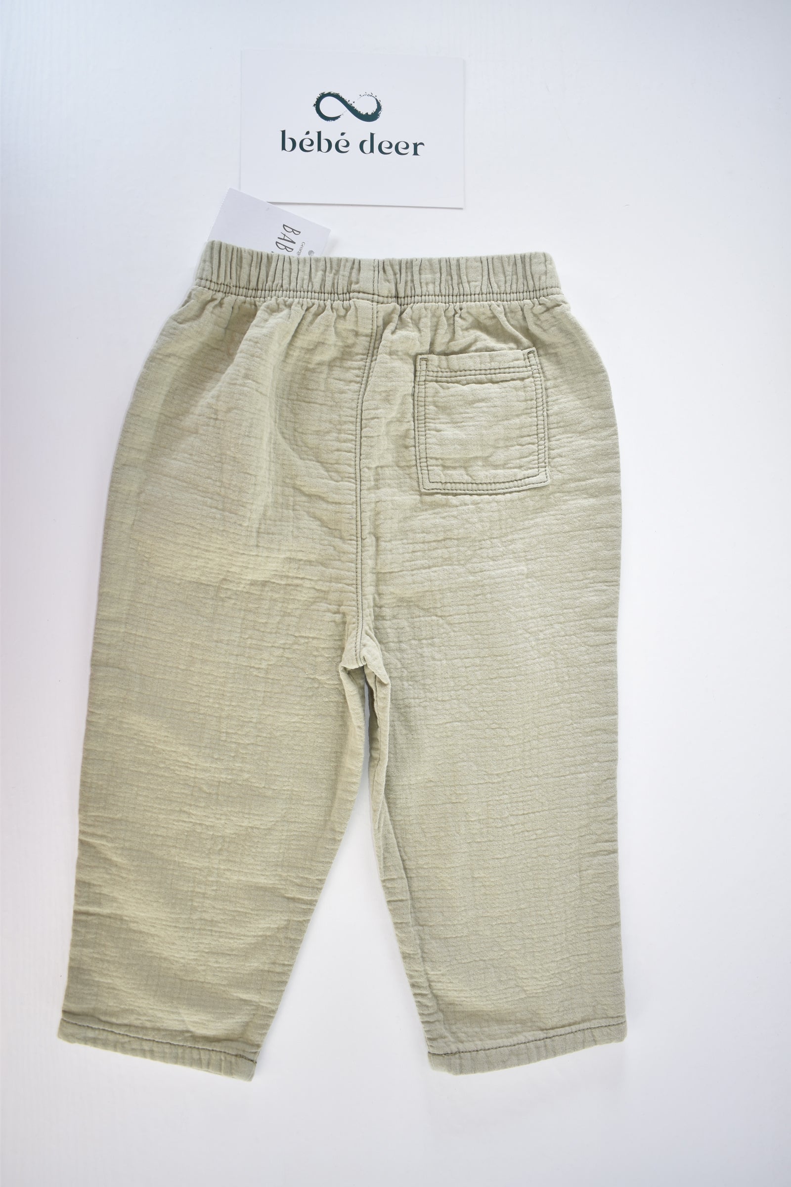 Sage green muslin cotton trousers – new with tag