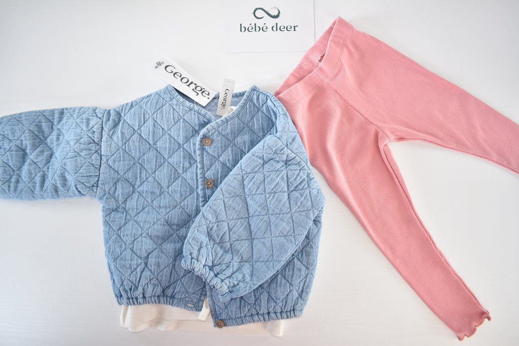 3-piece outfit set – Quilted jacket, top & leggings - New with tag