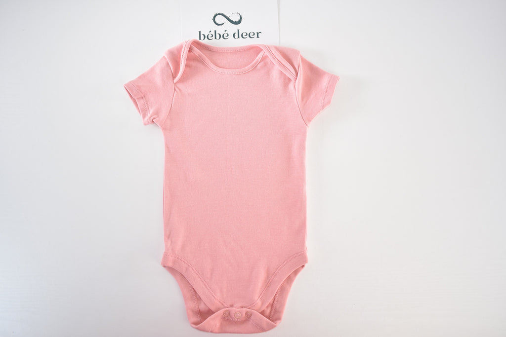Pink short-sleeved cotton bodysuit