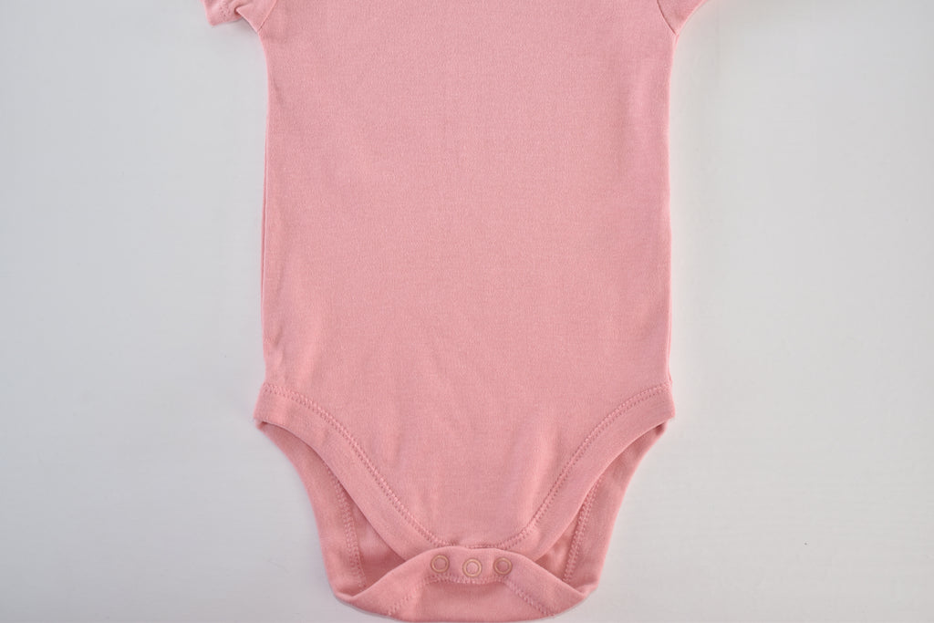 Pink short-sleeved cotton bodysuit