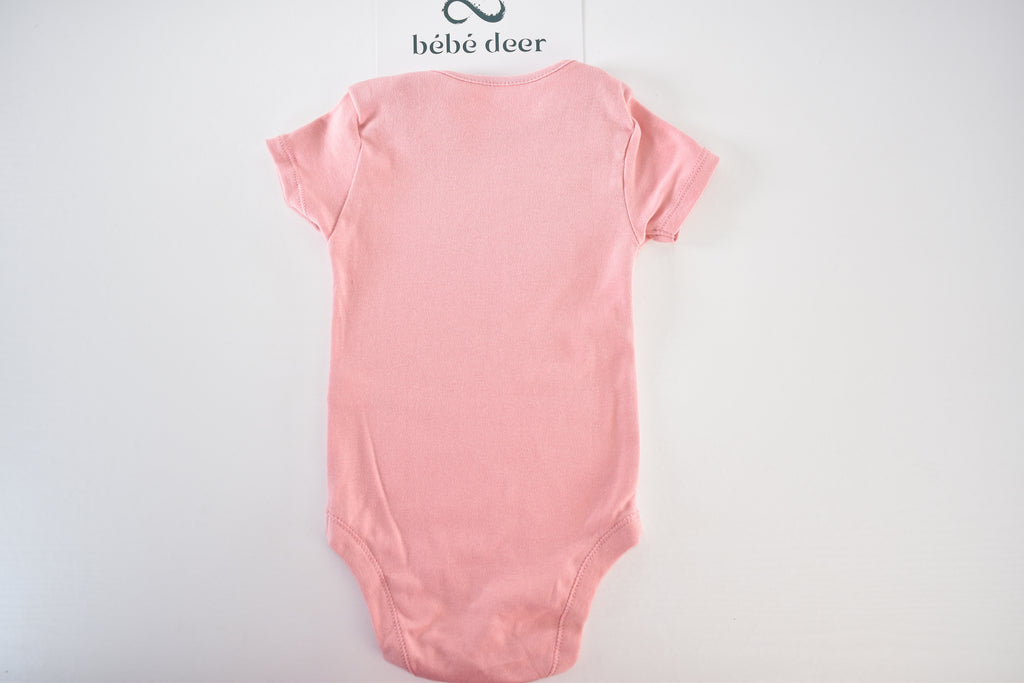 Pink short-sleeved cotton bodysuit