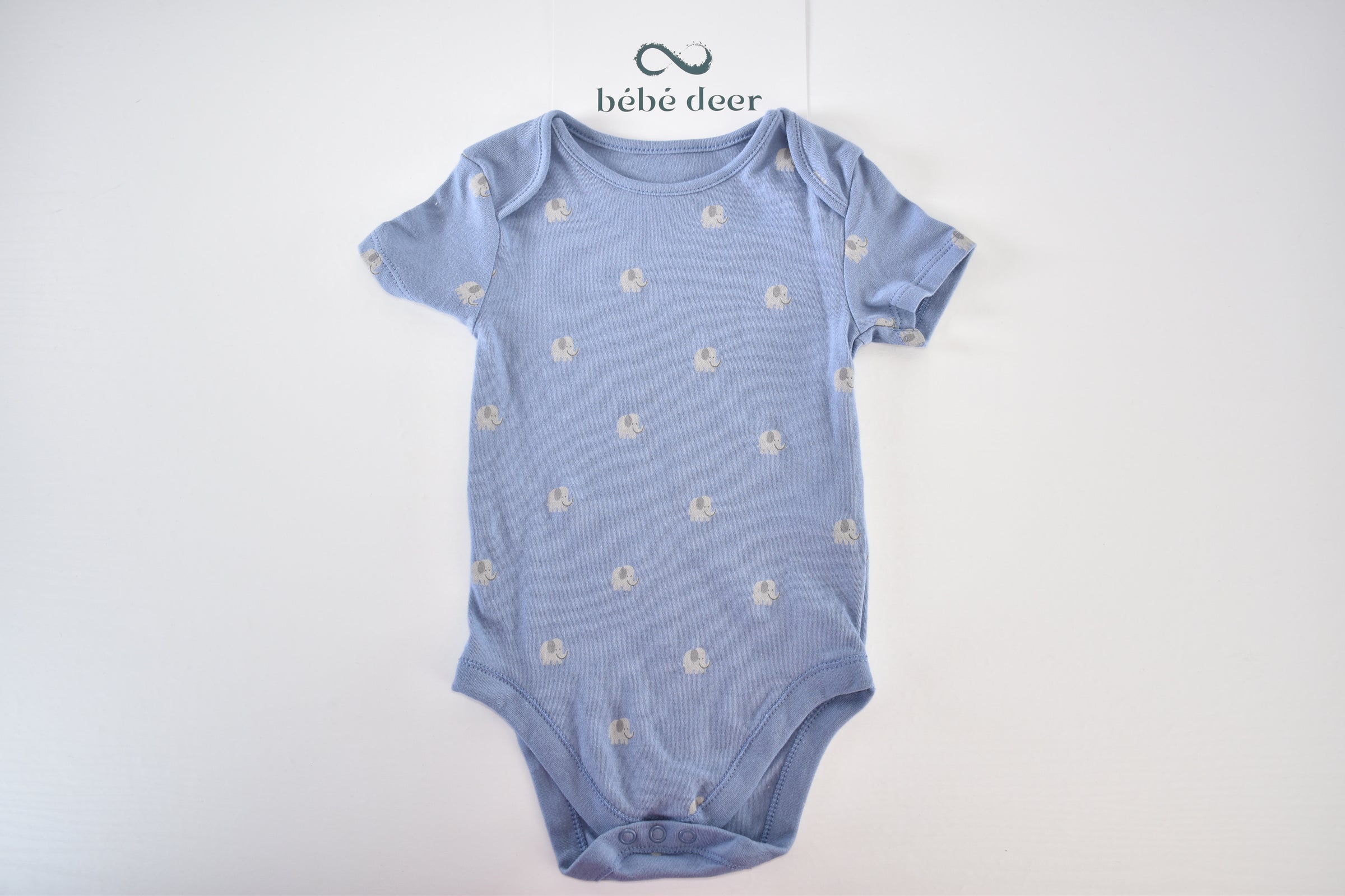 Blue elephant print cotton bodysuit