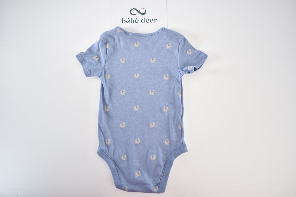 Blue elephant print cotton bodysuit