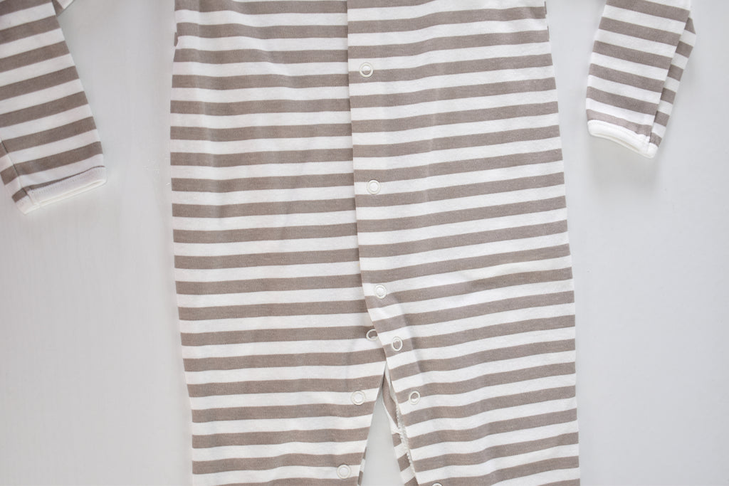 Taupe striped cotton sleepsuit