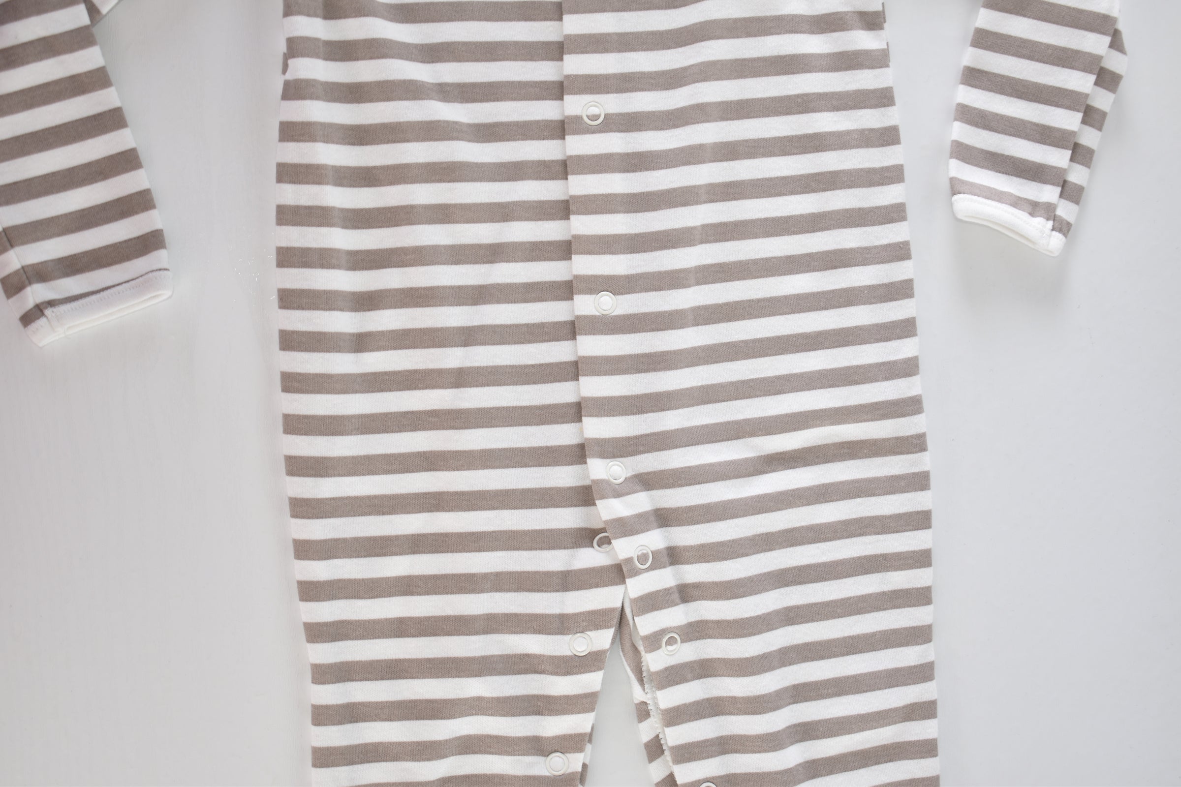 Taupe striped cotton sleepsuit