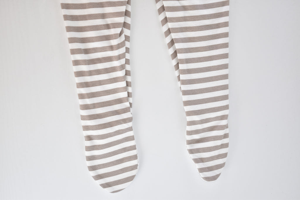 Taupe striped cotton sleepsuit
