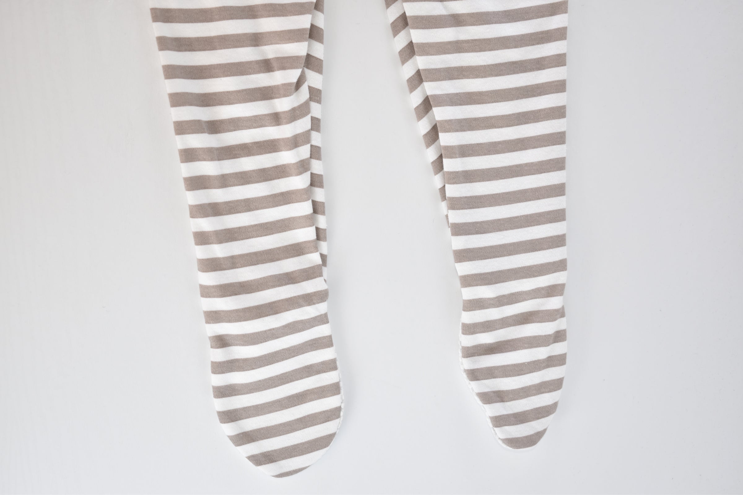 Taupe striped cotton sleepsuit