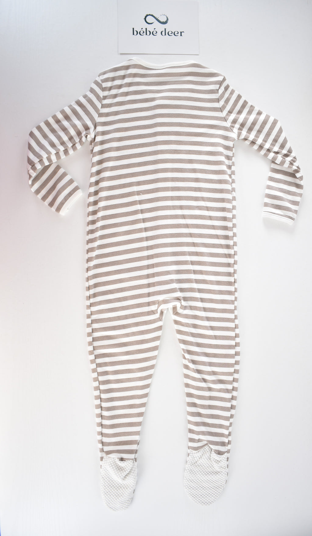 Taupe striped cotton sleepsuit