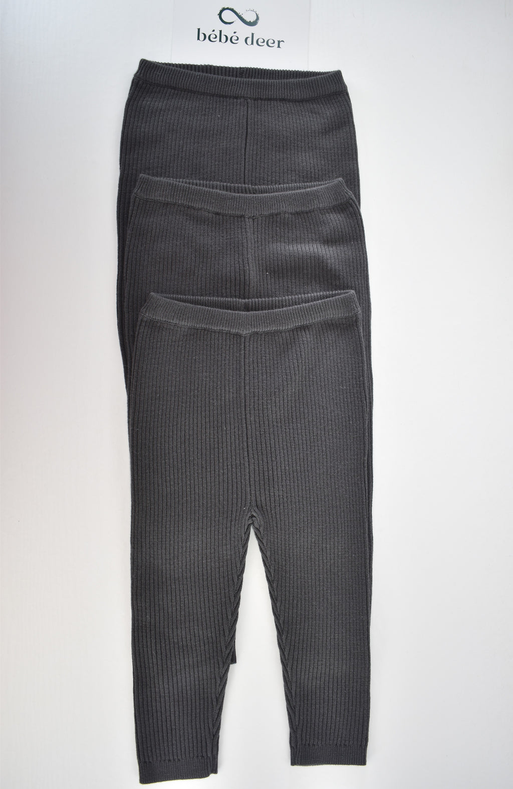 3-pack charcoal ribbed knit trousers