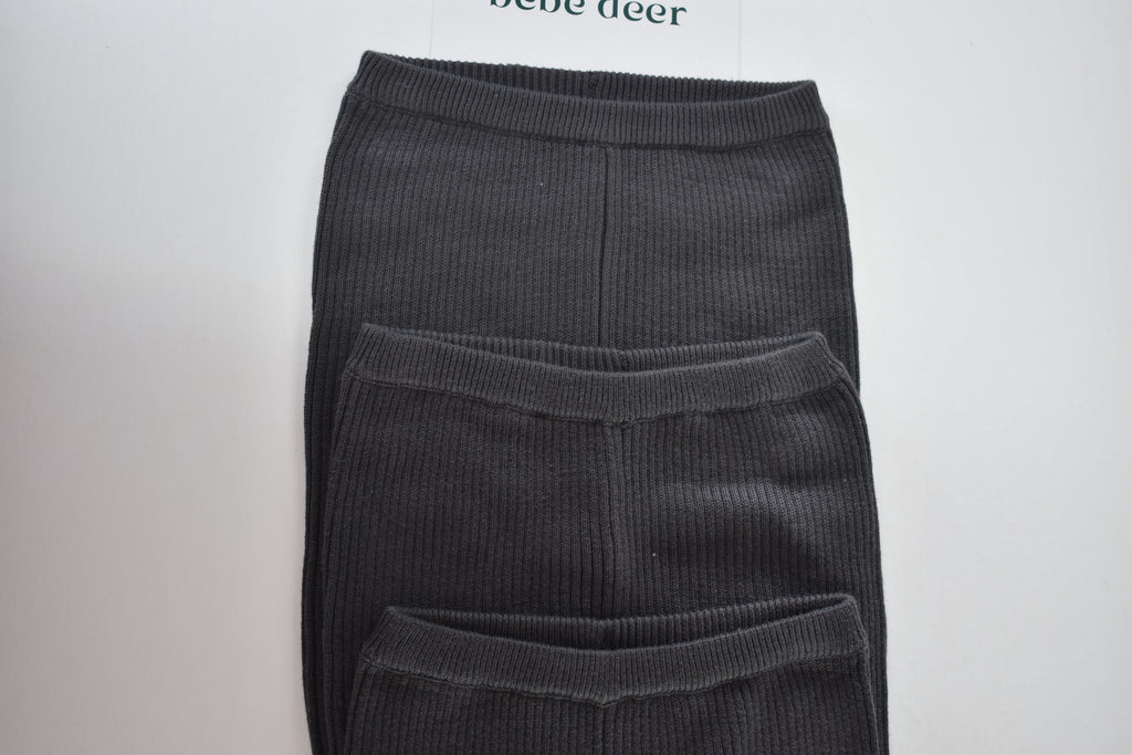 3-pack charcoal ribbed knit trousers