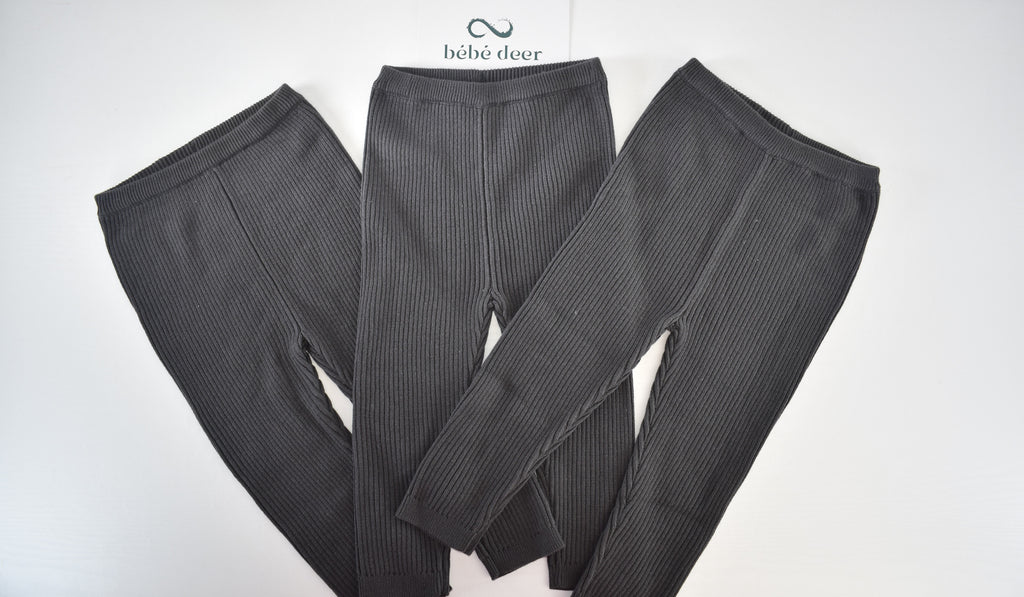 3-pack charcoal ribbed knit trousers