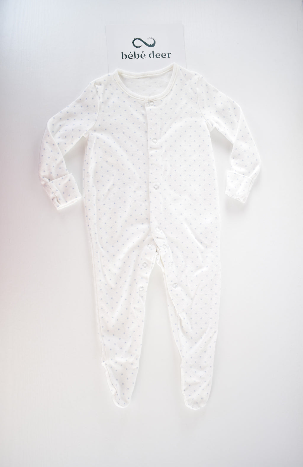 White cotton sleepsuit with blue stars