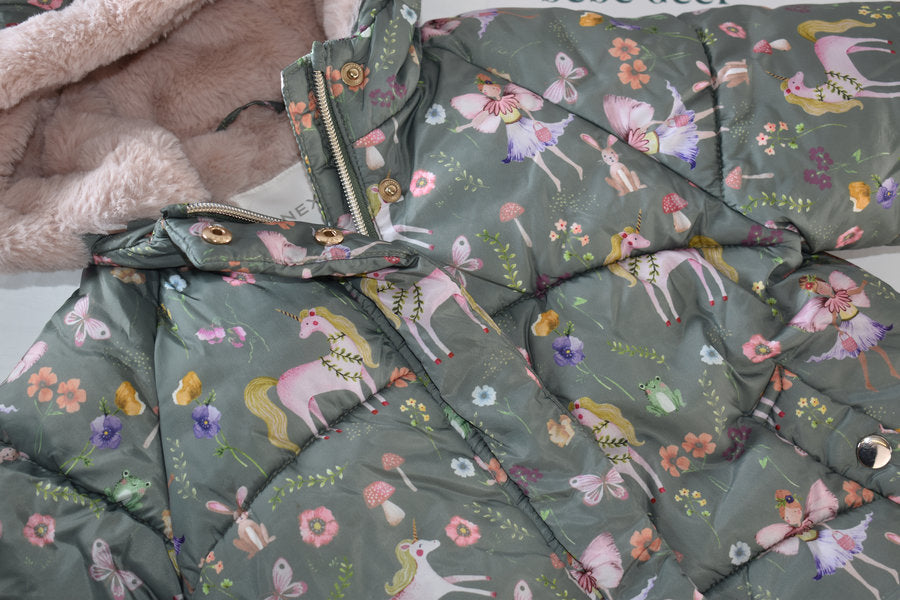 Manteau d'hiver matelassé fée et licorne