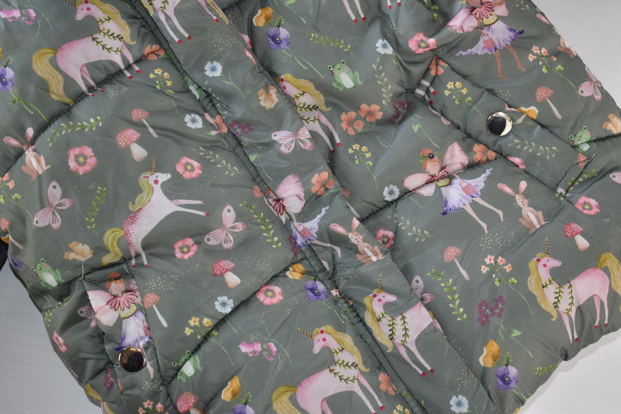 Manteau d'hiver matelassé fée et licorne