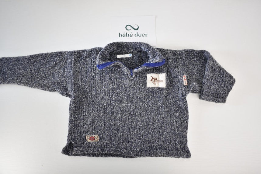 Blue Knit Half-Zip Jumper