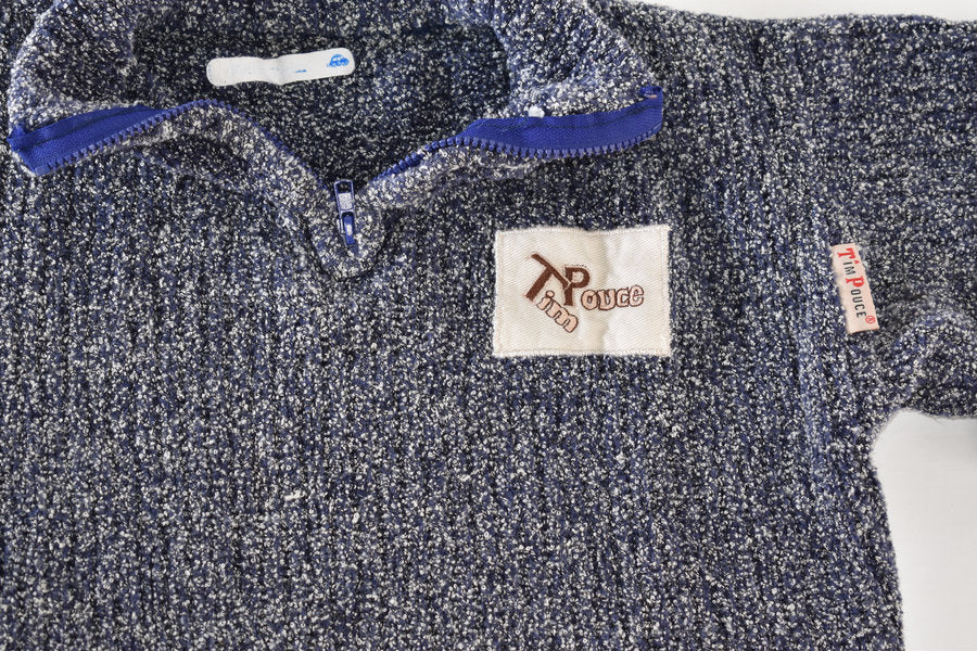 Blue Knit Half-Zip Jumper