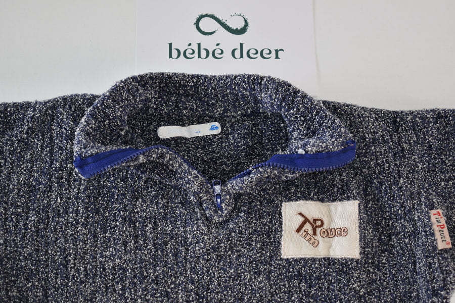 Blue Knit Half-Zip Jumper