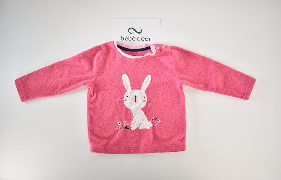Haut de pyjama en polaire rose lapin