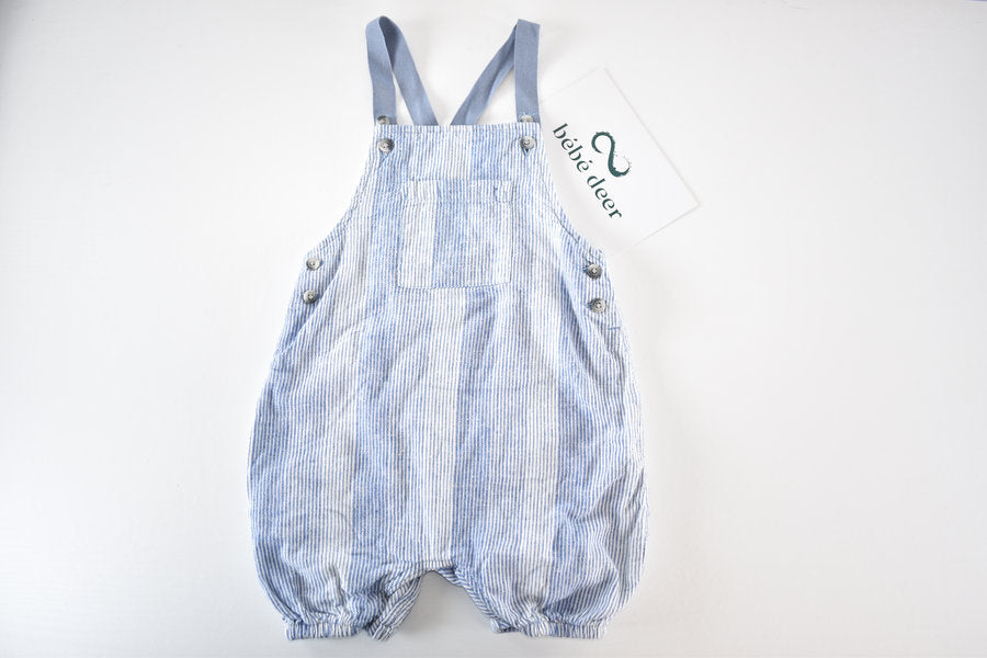 Striped linen blend dungarees