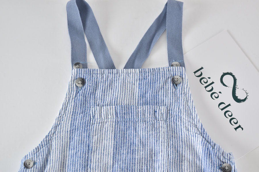 Striped linen blend dungarees