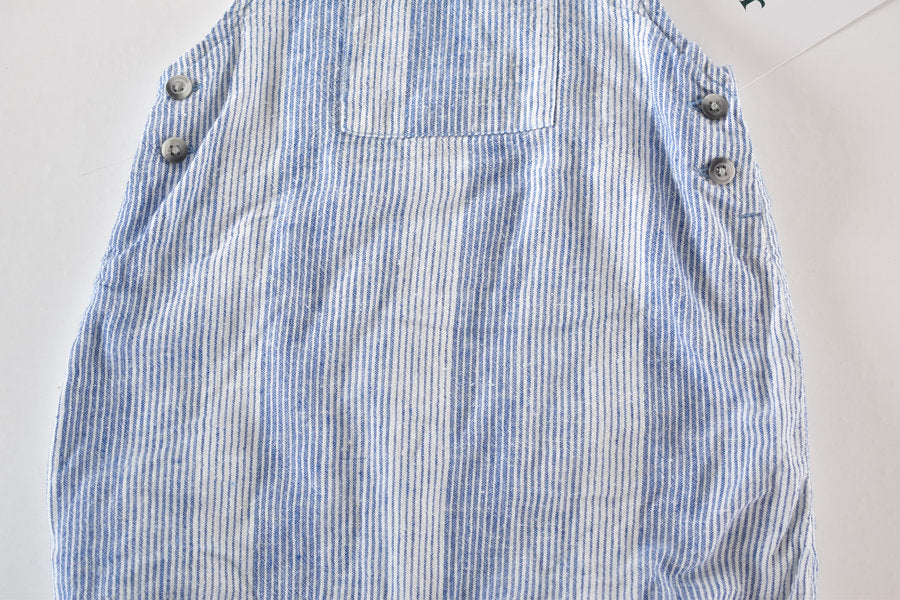 Striped linen blend dungarees