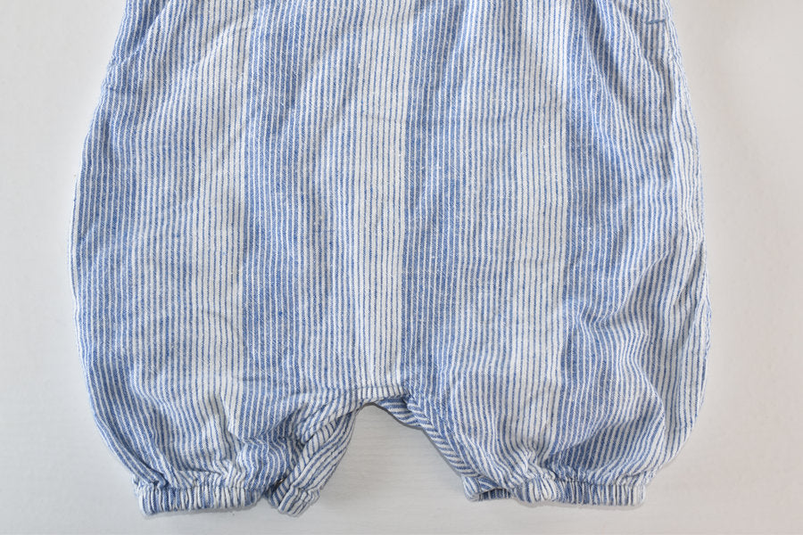 Striped linen blend dungarees