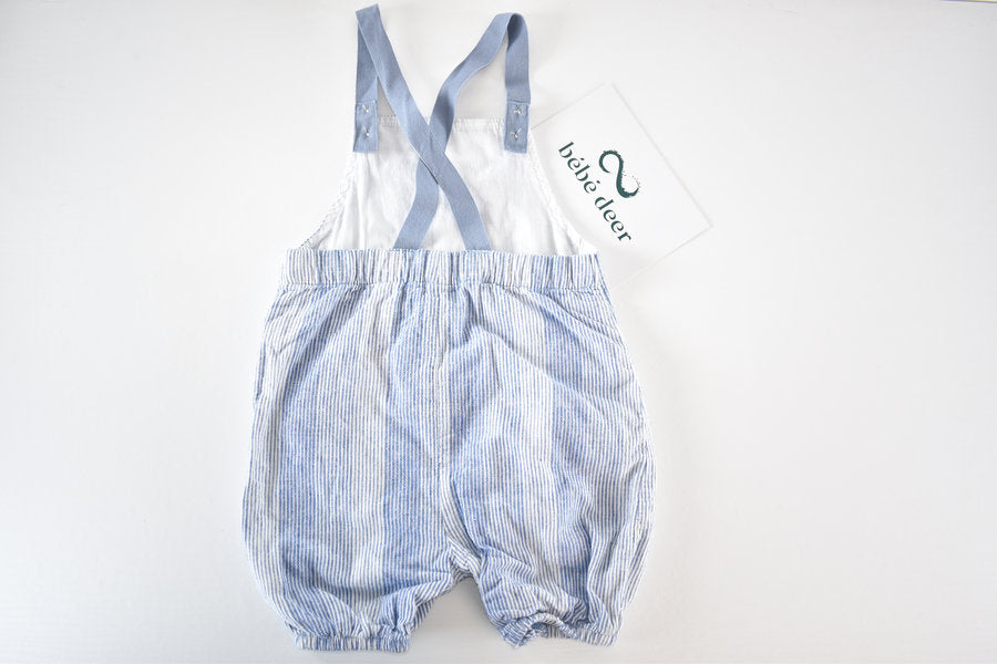 Striped linen blend dungarees