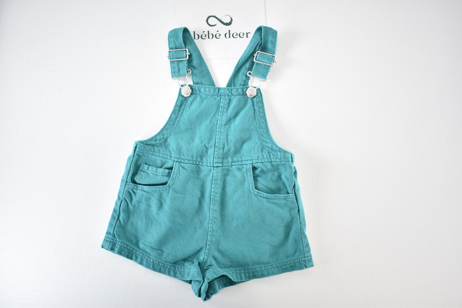 Turquoise dungaree shorts