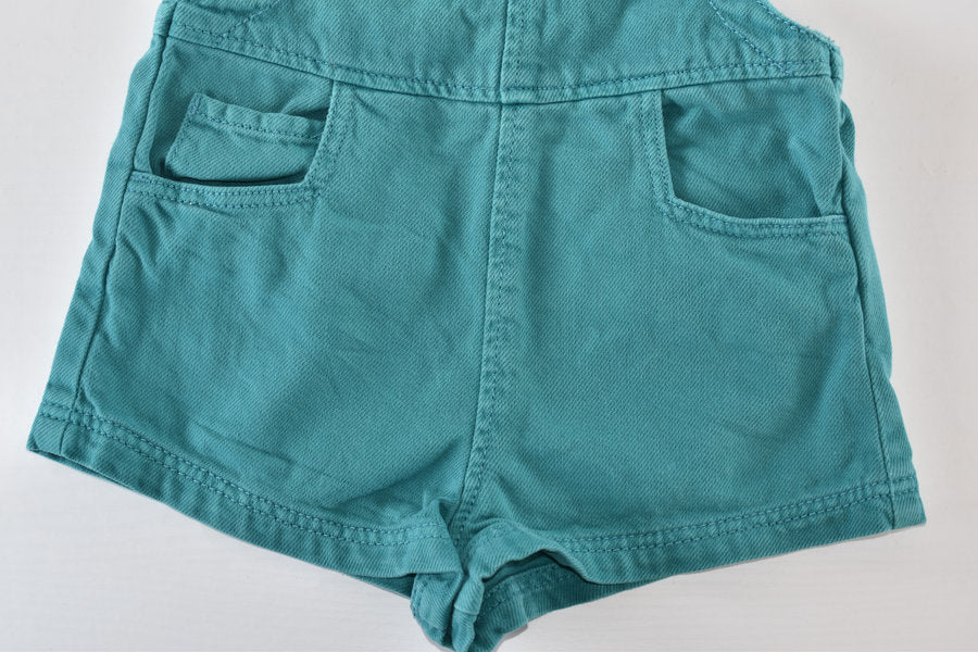 Turquoise dungaree shorts
