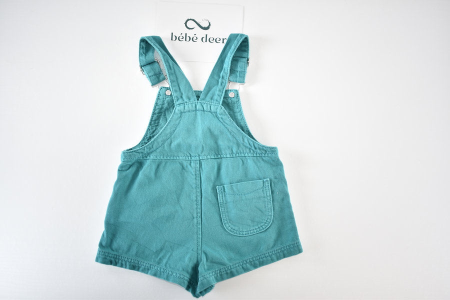 Turquoise dungaree shorts