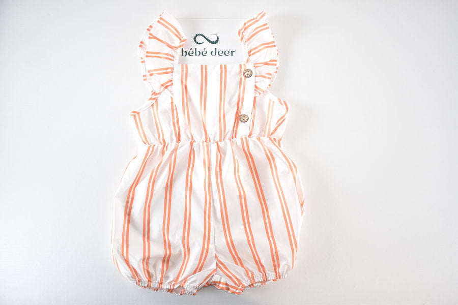Striped flutter sleeve romper
