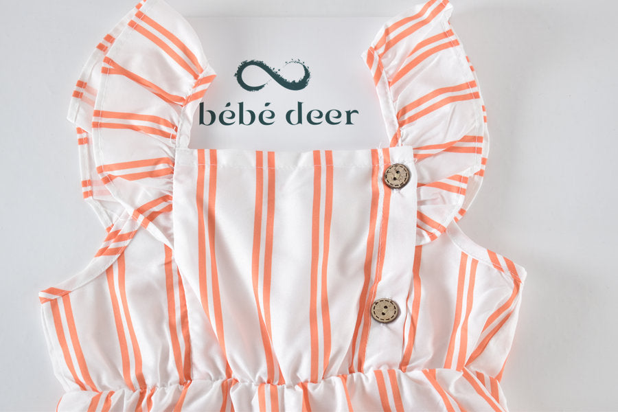 Striped flutter sleeve romper