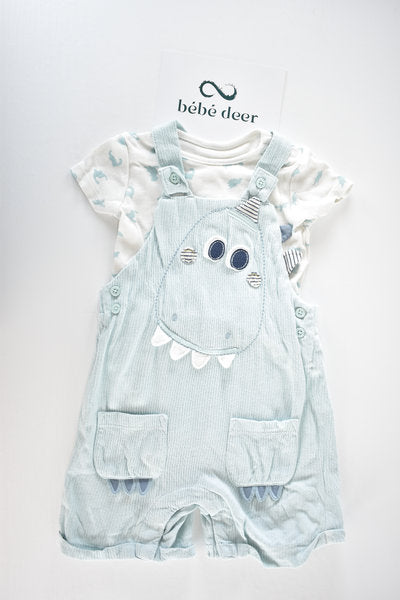 Dinosaur dungaree set with matching bodysuit