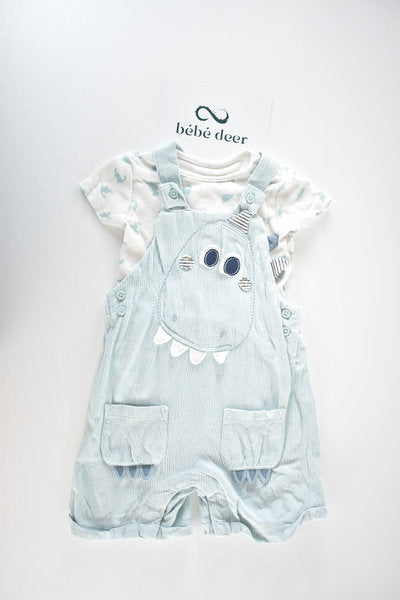 Dinosaur dungaree set with matching bodysuit