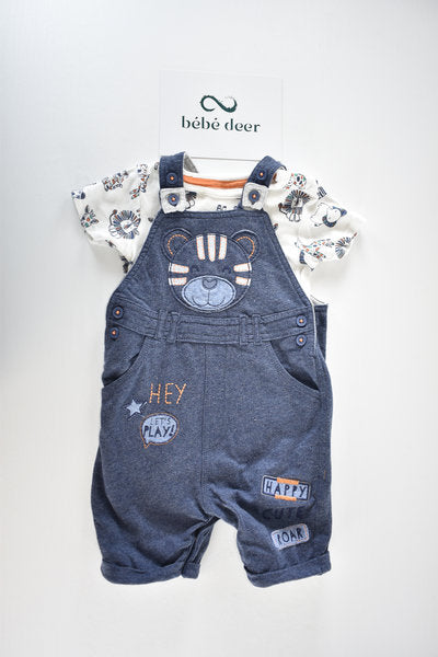 Safari dungaree set with matching bodysuit
