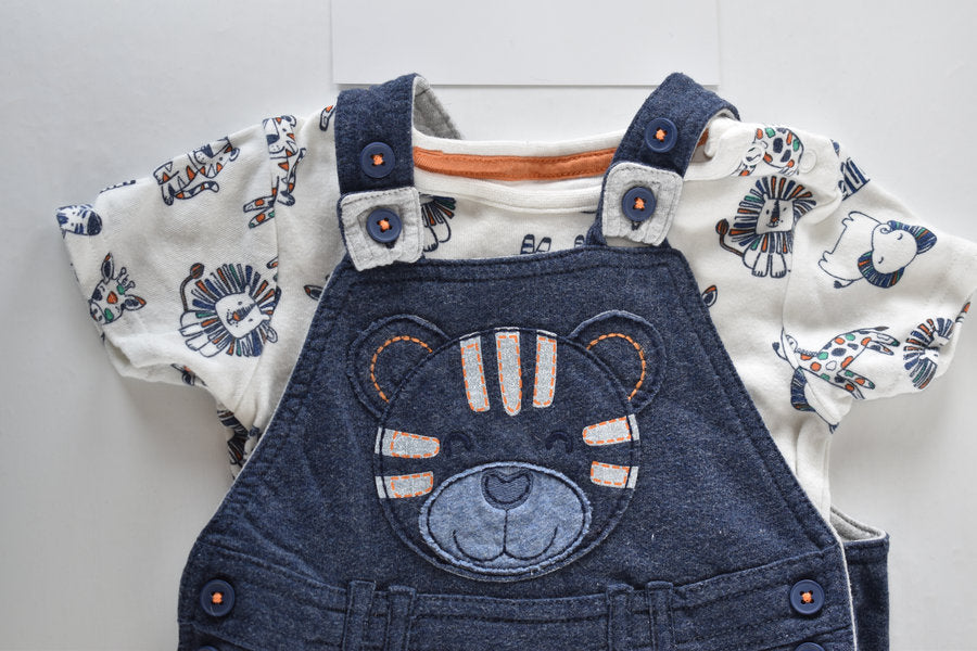 Safari dungaree set with matching bodysuit